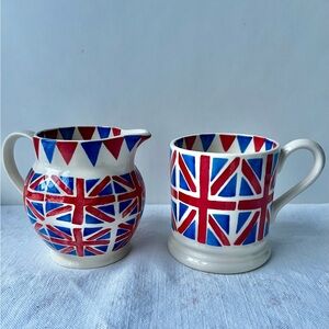 Emma Bridgewater Anniversary Edition Union Jack Patterned Creamer and Mug Set